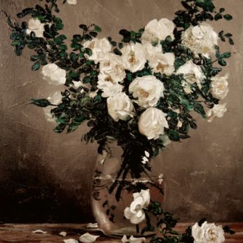 Painting titled "still life with ros…" by Artur Karkovskiy, Original Artwork, Oil