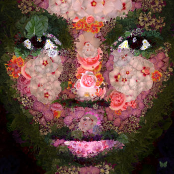 Arts numériques intitulée "Flowered girl (Avec…" par Frédéric Durieu & Nathalie Erin, Œuvre d'art originale, Travail numériq…