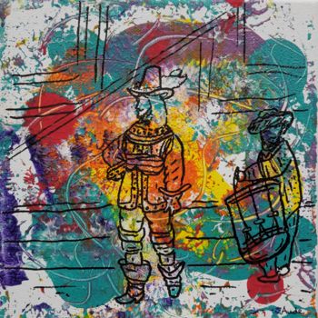 「The musketeer.」というタイトルの絵画 Aude Perisによって, オリジナルのアートワーク, アクリル ウッドストレッチャーフレームにマウント