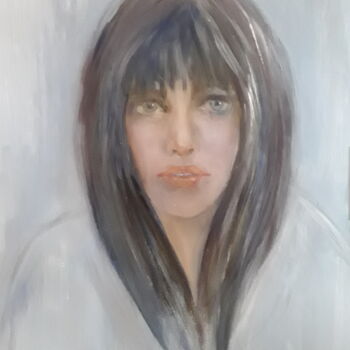 Peinture intitulée "femme aux yeux clai…" par Marie Pascale Martins, Œuvre d'art originale, Huile