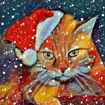 Digitale Kunst getiteld "Gatto Natale" door Marco Ciarciaglino, Origineel Kunstwerk