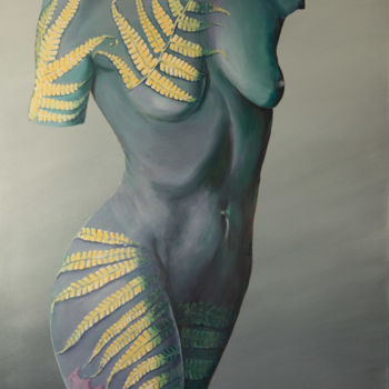Painting titled "Fougères" by Raymond Altes, Original Artwork, Acrylic