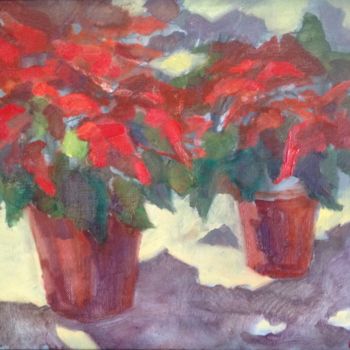 Картина под названием "Red flowers" - Larisa Kucherenko, Подлинное произведение искусства, Масло