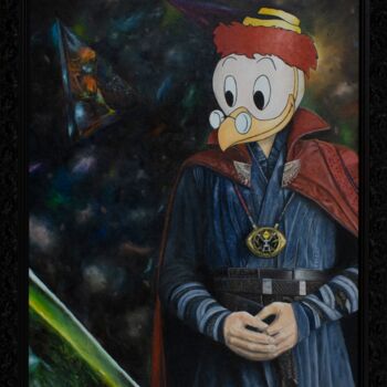 Painting titled "Doctor Gearloose St…" by Marco Santos, Original Artwork, Oil Mounted on Wood Stretcher frame