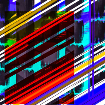 Digital Arts titled ""Gitter mit Streife…" by Keep Magic, Original Artwork, Digital Painting Mounted on Wood Stretcher frame