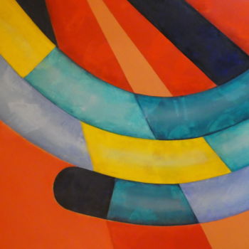 Malerei mit dem Titel "Strahlen + Bögen au…" von Urs, Original-Kunstwerk, Acryl