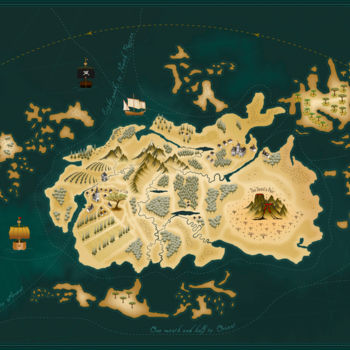 Digitale Kunst mit dem Titel "Fantasy map" von Florin, Original-Kunstwerk, 2D digitale Arbeit