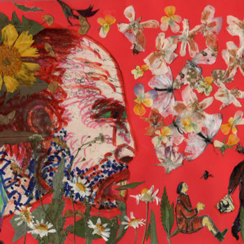 Collagen mit dem Titel "RED." von Phil Colisov, Original-Kunstwerk, Andere