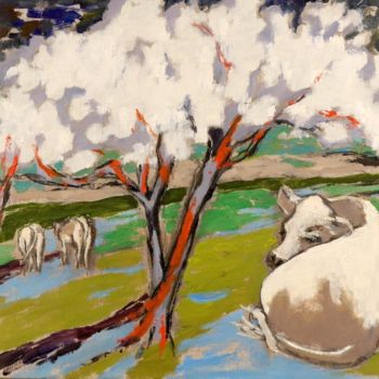 Peinture intitulée "Le printemps à Clos…" par Dominique Bertrand, Œuvre d'art originale, Huile