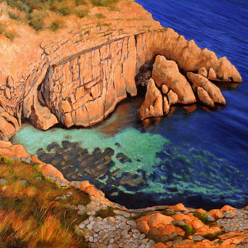 Peinture intitulée "Calanques" par Renand, Œuvre d'art originale, Huile