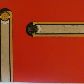 Malerei mit dem Titel "Matches on red back…" von Urs, Original-Kunstwerk, Acryl