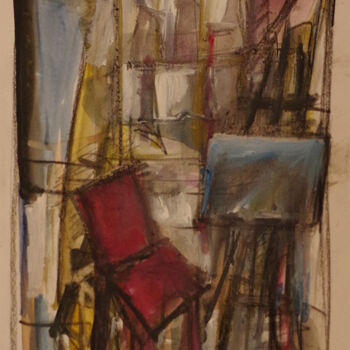 Peinture intitulée "L'atelier" par Muriel Cayet, Œuvre d'art originale, Aquarelle