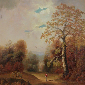 Painting titled "Autumn" by Nikolay Biryukov, Original Artwork, Oil