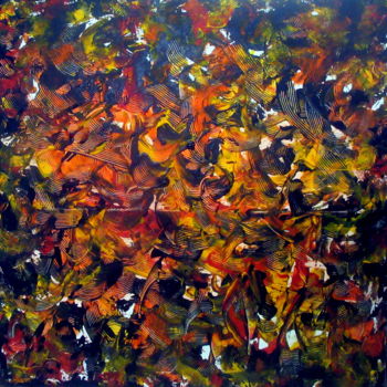 Peinture intitulée "golden-lights-in-th…" par Marianne Charlotte Mylonas-Svikovsky (Marlo), Œuvre d'art originale, Acrylique