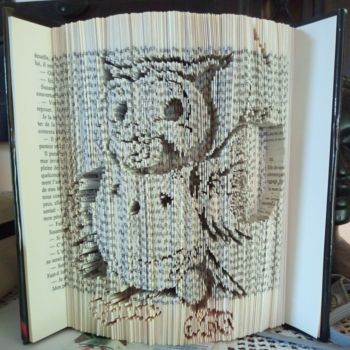 Sculpture titled "2018-16-L-Hibou" by Sye, Original Artwork, Paper