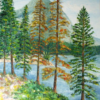 Pintura titulada "LAC MINNEWANKA" por Nicodi, Obra de arte original, Oleo