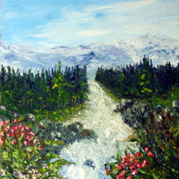 Pintura titulada "PAYSAGE DES ROCHEUS…" por Nicodi, Obra de arte original, Oleo