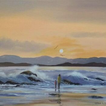 제목이 "Roundstone waves"인 미술작품 Cathal O Malley로, 원작, 아크릴