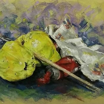 Peinture intitulée "Coings en coin d'at…" par Mireille Désir Valéry, Œuvre d'art originale, Pastel