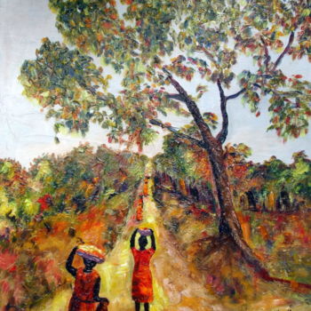 Malerei mit dem Titel "CHEMINS D'AFRIQUE" von Nicodi, Original-Kunstwerk, Acryl