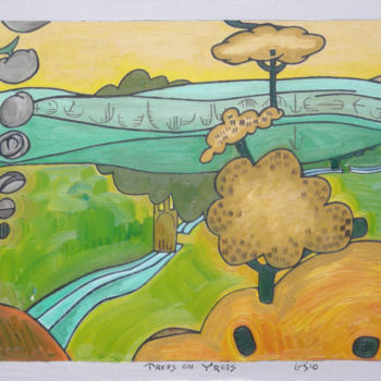 Pittura intitolato "Trees On Trees" da Gerald Shepherd F.F.P.S., Opera d'arte originale, Olio