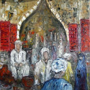 Peinture intitulée "L'ENTREE DU SOUK" par Nicodi, Œuvre d'art originale, Huile