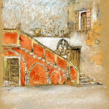 Painting titled "Whistler's "Washerw…" by Jim Fischer, Original Artwork, Pastel