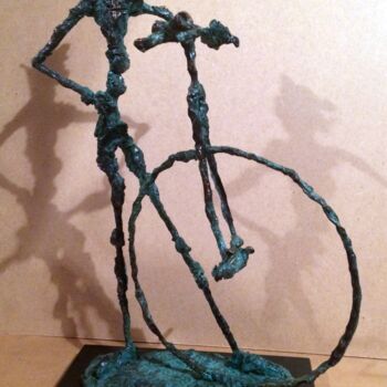 Sculpture titled "Bicycle clown 2." by Erno Toth, Original Artwork, Bronze