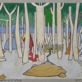Ζωγραφική με τίτλο "Objects In A Wood" από Gerald Shepherd F.F.P.S., Αυθεντικά έργα τέχνης, Λάδι