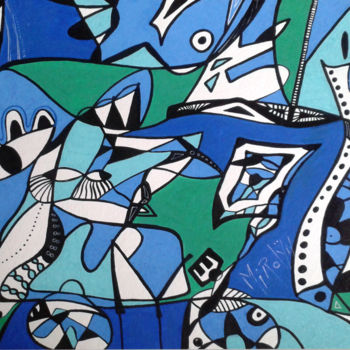 Painting titled "NATURE MORTE" by Mirolyn, Original Artwork, Acrylic