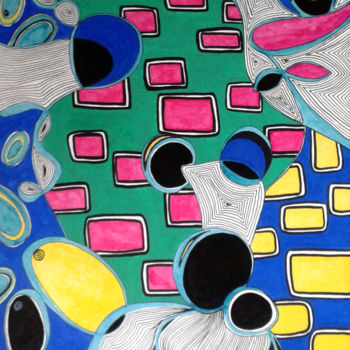 Painting titled "LES CRAPAUDS FOUS" by Mirolyn, Original Artwork, Acrylic