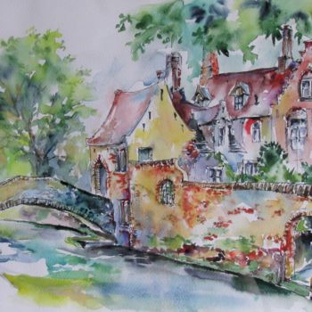 「Brugge」というタイトルの絵画 Zsolt Székelyhidiによって, オリジナルのアートワーク, 水彩画