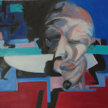 Peinture intitulée "la table blanche" par Bruno Leblais, Œuvre d'art originale, Huile