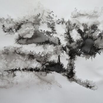 Peinture intitulée "Cachés - paysage ex…" par Clau Redier-Clément, Œuvre d'art originale, Encre