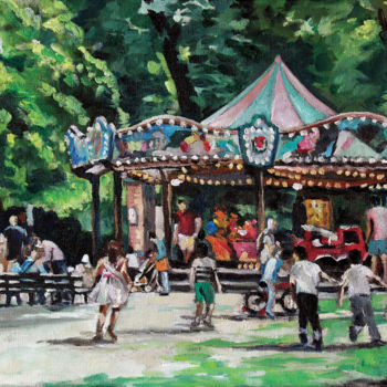 Schilderij getiteld "Parc de Bécon - Le…" door Pascal Brachet, Origineel Kunstwerk, Olie