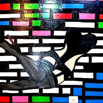 Painting titled "Femme décor" by Selda, Original Artwork, Acrylic
