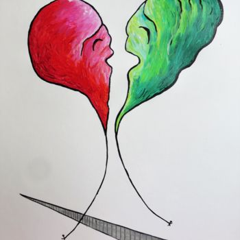 Peinture intitulée "Love balloons heart…" par Wabyanko, Œuvre d'art originale, Acrylique