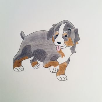 Tekening getiteld "La Tendresse" door Celestino Alertse, Origineel Kunstwerk, Potlood