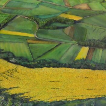 Malerei mit dem Titel "Rapsfeld Schwäbisch…" von Urs, Original-Kunstwerk