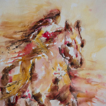 Painting titled "Occitania" by Nachenza, Original Artwork, Watercolor