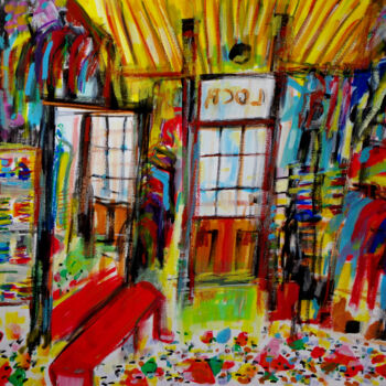 Painting titled "Clothing rental" by Muriel Cayet, Original Artwork, Acrylic