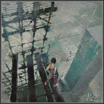 Peinture intitulée "Crossing" par Jicé, Œuvre d'art originale, Huile Monté sur Carton