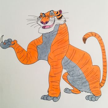 Tekening getiteld "Shere Khan" door Celestino Alertse, Origineel Kunstwerk, Potlood