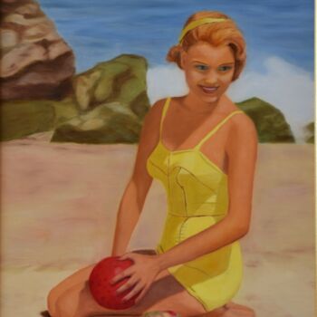 Schilderij getiteld "Pin up girl" door Silvia Habán, Origineel Kunstwerk, Olie