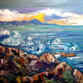 Painting titled "Les rochers" by Milorv, Original Artwork