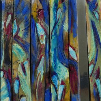 Handwerk mit dem Titel "Colours on wood" von Urs, Original-Kunstwerk