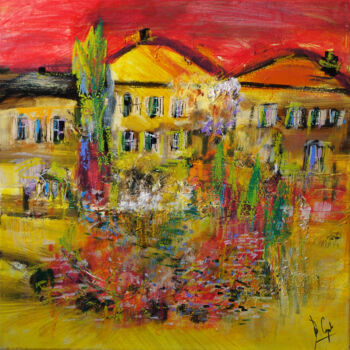 Ζωγραφική με τίτλο "Toscana in rosso e…" από Muriel Cayet, Αυθεντικά έργα τέχνης, Ακρυλικό