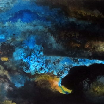 Peinture intitulée "la-vie-en-bleu-indi…" par Marianne Charlotte Mylonas-Svikovsky (Marlo), Œuvre d'art originale, Encre