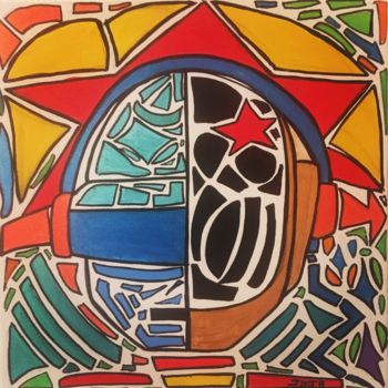 「daftpunkpopart.jpg」というタイトルの絵画 Jyjaによって, オリジナルのアートワーク, アクリル