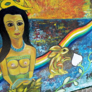 Painting titled "Goddess Isla Mujeres" by Georg Kiehn, Original Artwork, Oil